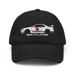 R34 GT-R Skyline Dad hat for JDM Car Enthusiasts Japanese Auto Culture GTR distressed cap