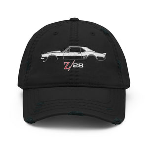 First Generation 1967 Camaro Z28 Dad hat for Chevy Muscle Car Owners distressed Cap