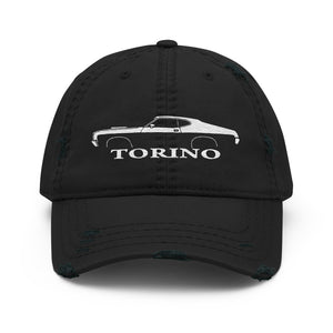 Silhouette 1972 Gran Torino hat for Muscle car Owners Enthusiasts Automotive distressed Cap