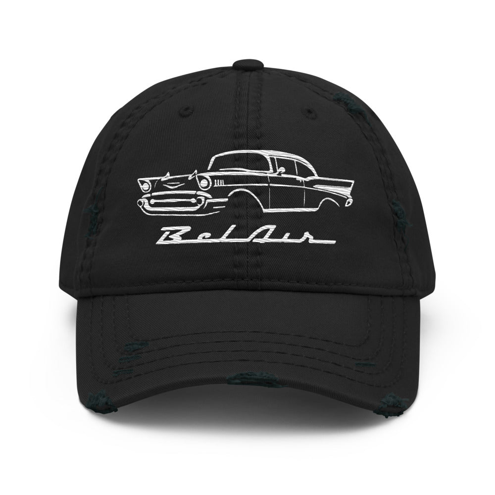 1957 Bel Air Dad hat for Antique Chevy Owners Classic Car Enthusiasts 57 Belair distressed Cap