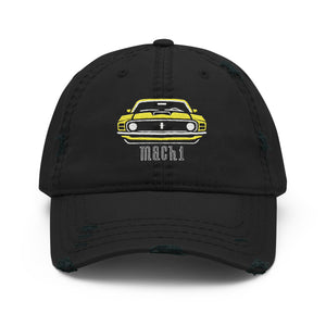 1970 Yellow Mach 1 Dad hat for Stang Owners Classic Muscle Car distressed Cap