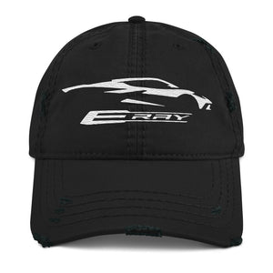 Corvette C8 E-Ray Silhouette Distressed Dad Hat