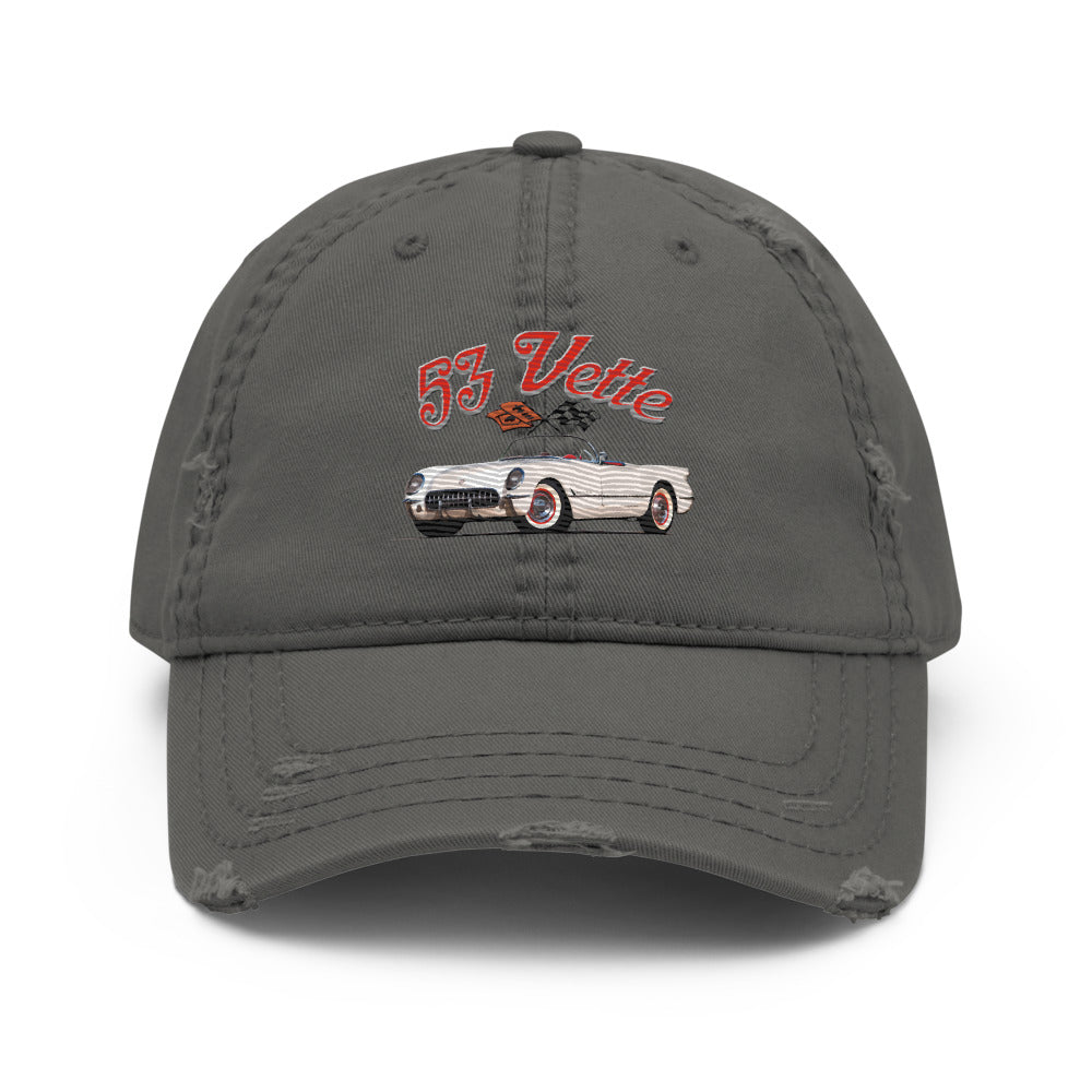 1953 Corvette C1 Fisrt Generation 53 Vette Antique Car Distressed Dad Hat