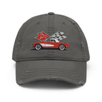 Red Corvette C1 Antique Classic Car owner gift Distressed Dad Hat