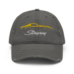 C3 Corvette Sports Car Stingray Yellow Outline Silhouette 3rd Gen Vette Drivers Embroidered Distressed Dad hat for Classic Chevy Owners