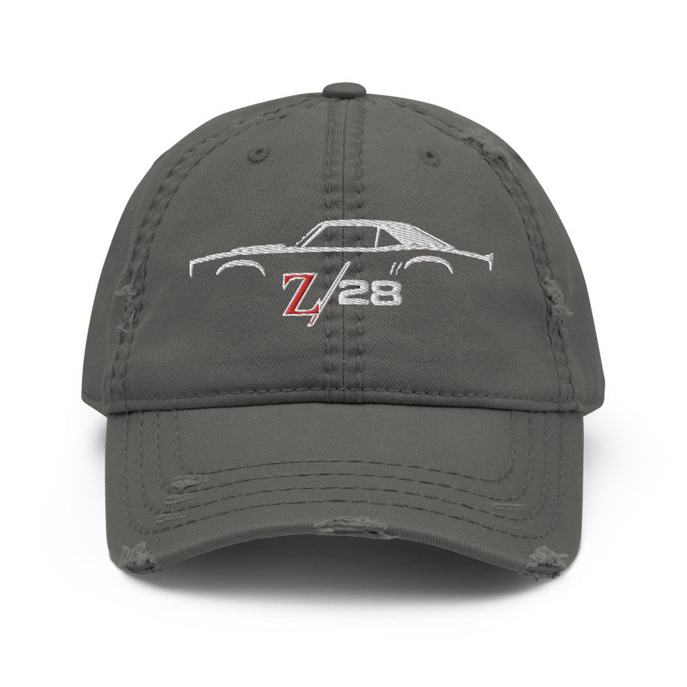 First Gen 1967 1968 1969 Chevy Camaro Z28 Outline Silhouette Embroidered cap for Classic Car Owners Distressed Dad Hat