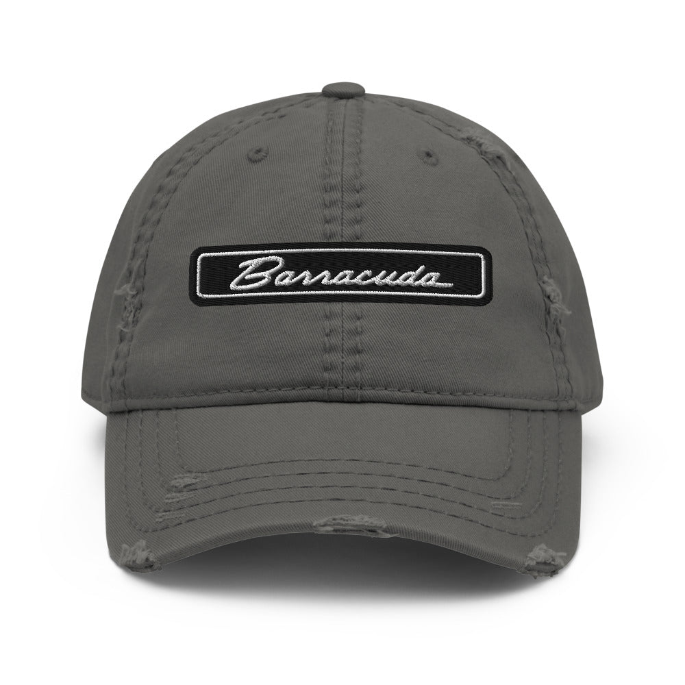 1971 - 1974 Barrcuda Script Muscle Car Enthusiasts distressed Dad hat for Classic Car Owners Drivers Cuda Cap