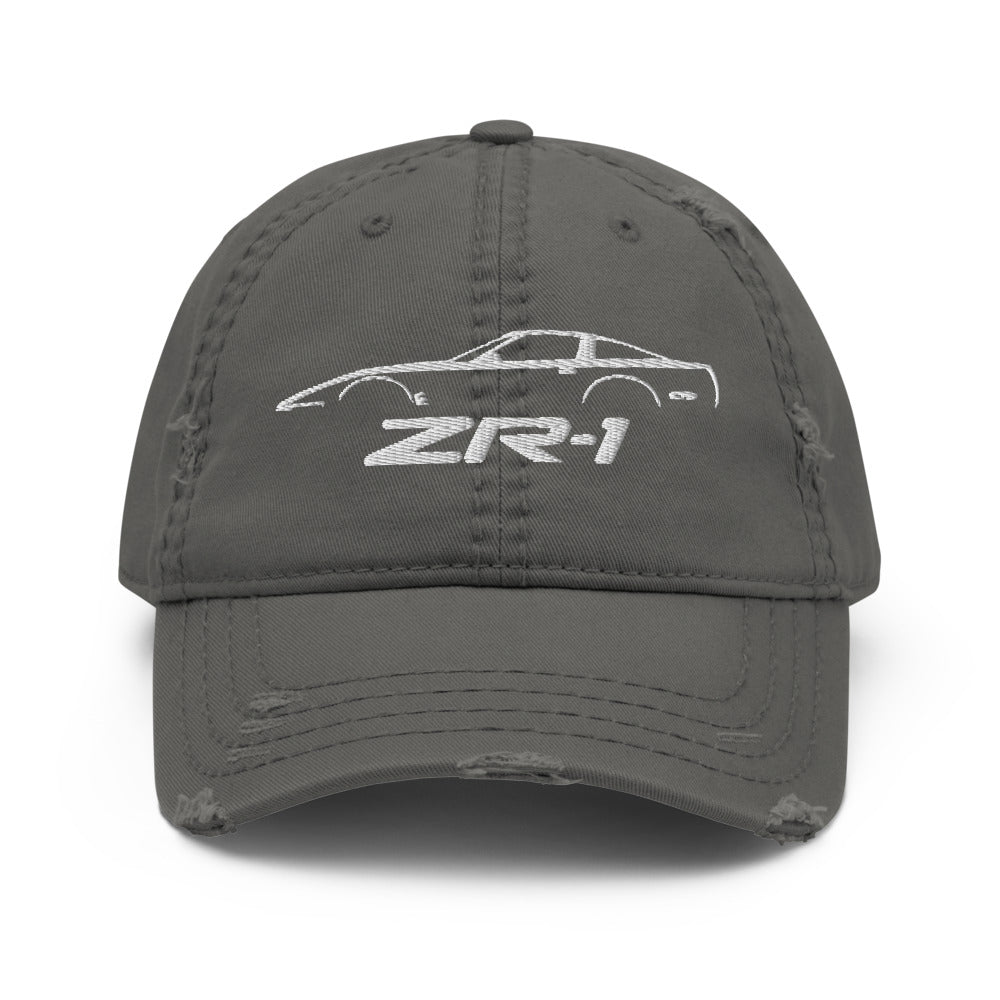 C4 Corvette ZR1 distressed Dad hat silhouette design for Fourth Gen Vette Owners Drivers ZR-1 Cap