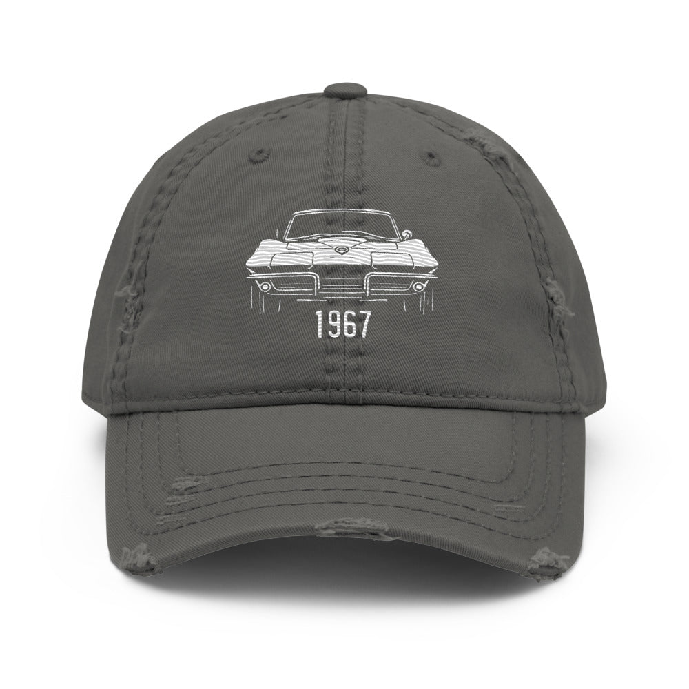 1967 Corvette Dad hat for Chevy Classic car Owners C2 Vette Line Art Embroidery distressed Cap