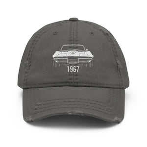 1967 Corvette Dad hat for Chevy Classic car Owners C2 Vette Line Art Embroidery distressed Cap