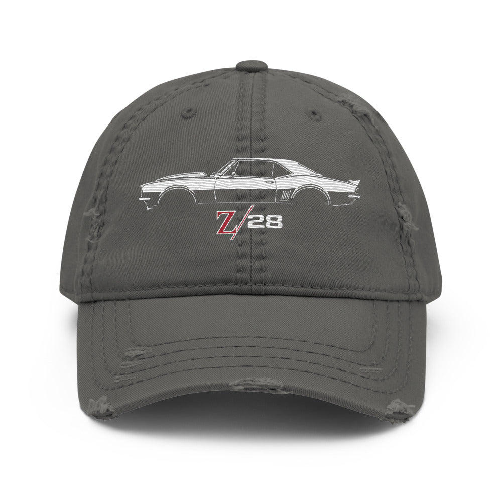 First Generation 1967 Camaro Z28 Dad hat for Chevy Muscle Car Owners distressed Cap