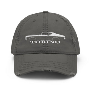 Silhouette 1972 Gran Torino hat for Muscle car Owners Enthusiasts Automotive distressed Cap