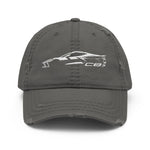 2024 Corvette C8 dad hat for Vette Drivers Arctic White Minimalist Silhouette Custom distressed Cap