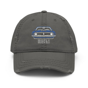 1970 Grabber Blue Mach 1 distressed dad hat for Stang Owners Classic Muscle Car Enthusiasts caps