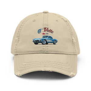 1961 Corvette C1 Jewel Blue 61 Vette Owner Classic Car embroidered Distressed Dad Hat