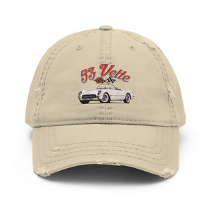 1953 Corvette C1 Fisrt Generation 53 Vette Antique Car Distressed Dad Hat