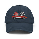 Red Corvette C1 Antique Classic Car owner gift Distressed Dad Hat