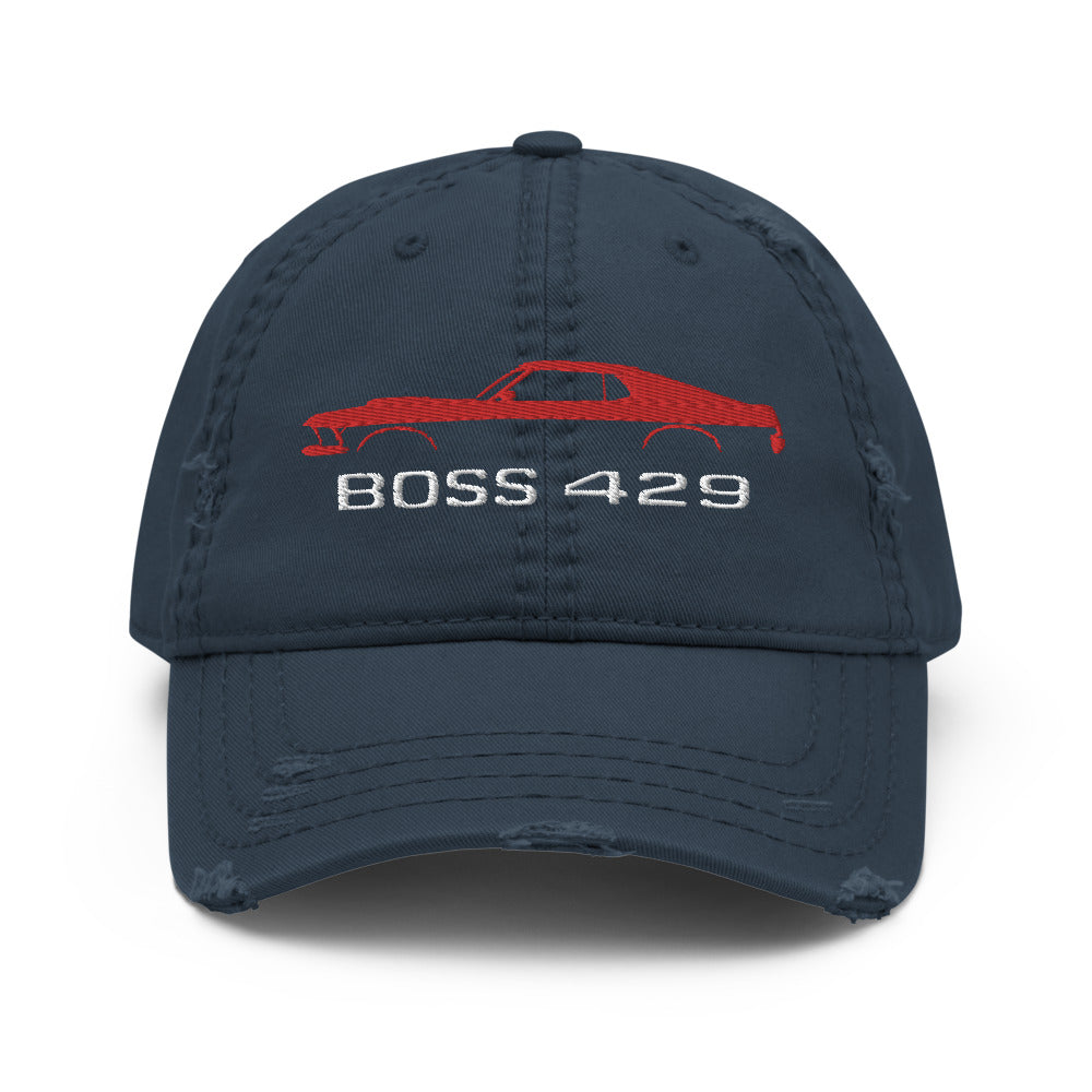 1969 Boss 429 Stang Red Muscle Car Owners Drivers Custom Embroidered Distressed Dad Hat