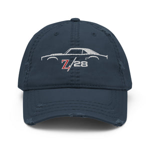 First Gen 1967 1968 1969 Chevy Camaro Z28 Outline Silhouette Embroidered cap for Classic Car Owners Distressed Dad Hat