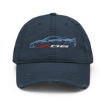 2024 2025 Corvette C8 Z06 Rapid Blue Silhouette 8th Generation Vette Drivers Custom Distressed Dad Hat