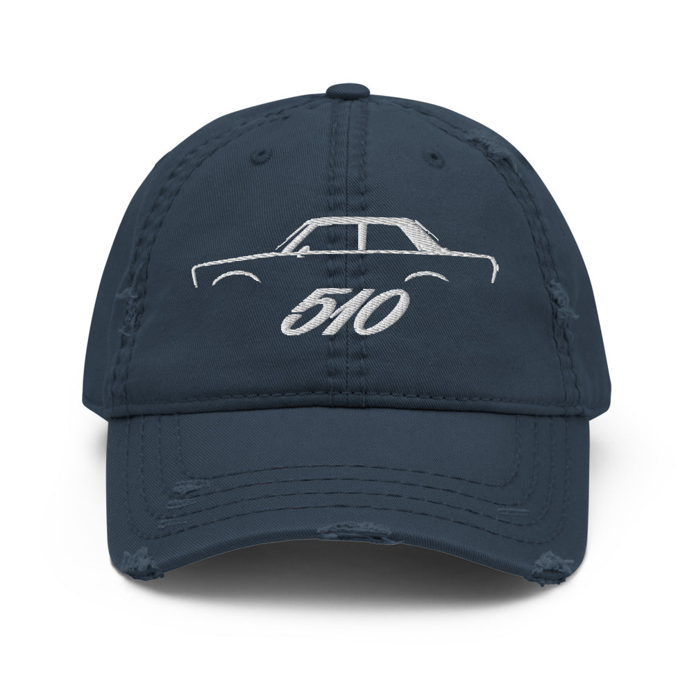 Datsun 510 Japanese Classic Car JDM Fans distressed Dad hat for car shows