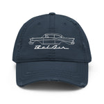 1957 Bel Air Dad hat for 57 Chevy Classic Car Owners Custom Line Art Embroidery distressed cap