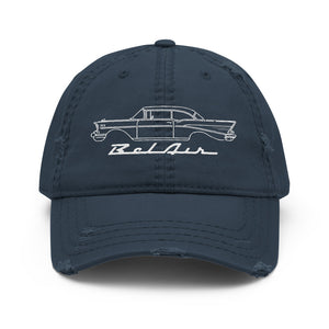 1957 Bel Air Dad hat for 57 Chevy Classic Car Owners Custom Line Art Embroidery distressed cap