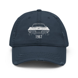 1967 Corvette Dad hat for Chevy Classic car Owners C2 Vette Line Art Embroidery distressed Cap