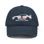 R34 GT-R Skyline Dad hat for JDM Car Enthusiasts Japanese Auto Culture GTR distressed cap