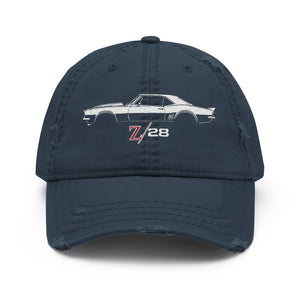 First Generation 1967 Camaro Z28 Dad hat for Chevy Muscle Car Owners distressed Cap