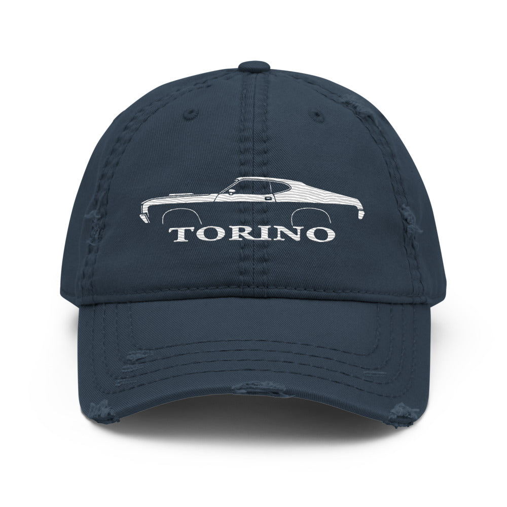 Silhouette 1972 Gran Torino hat for Muscle car Owners Enthusiasts Automotive distressed Cap
