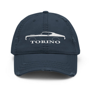 Silhouette 1972 Gran Torino hat for Muscle car Owners Enthusiasts Automotive distressed Cap
