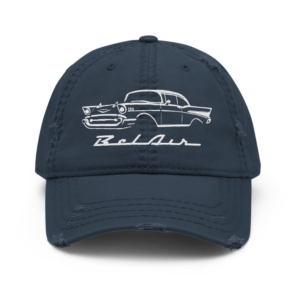 1957 Bel Air Dad hat for Antique Chevy Owners Classic Car Enthusiasts 57 Belair distressed Cap