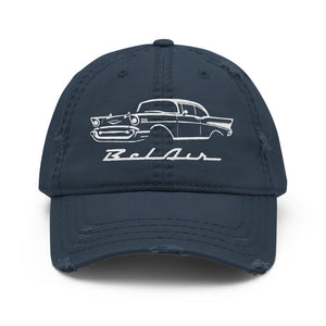 1957 Bel Air Dad hat for Antique Chevy Owners Classic Car Enthusiasts 57 Belair distressed Cap