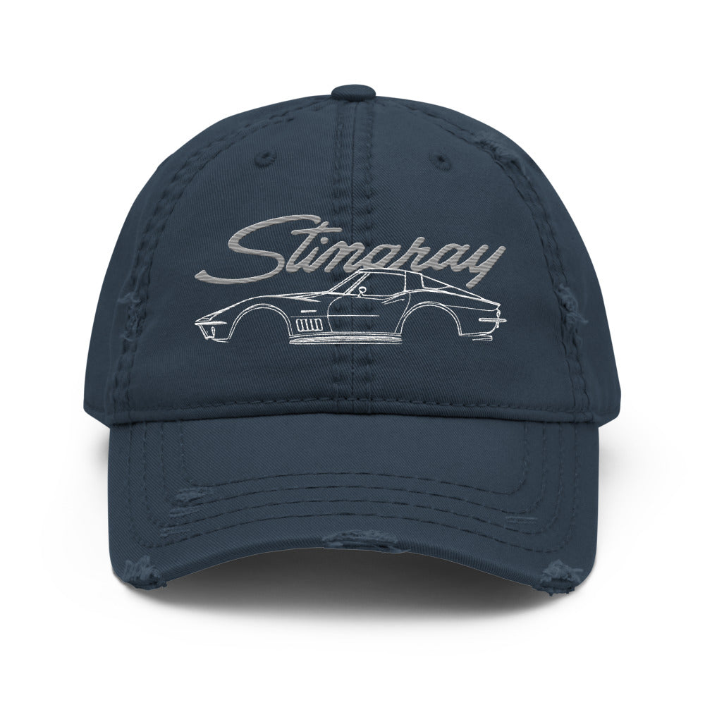 1969 Corvette C3 Stingray dad hat for Chevy Drivers Custom 69 Vette Line Art distressed Cap