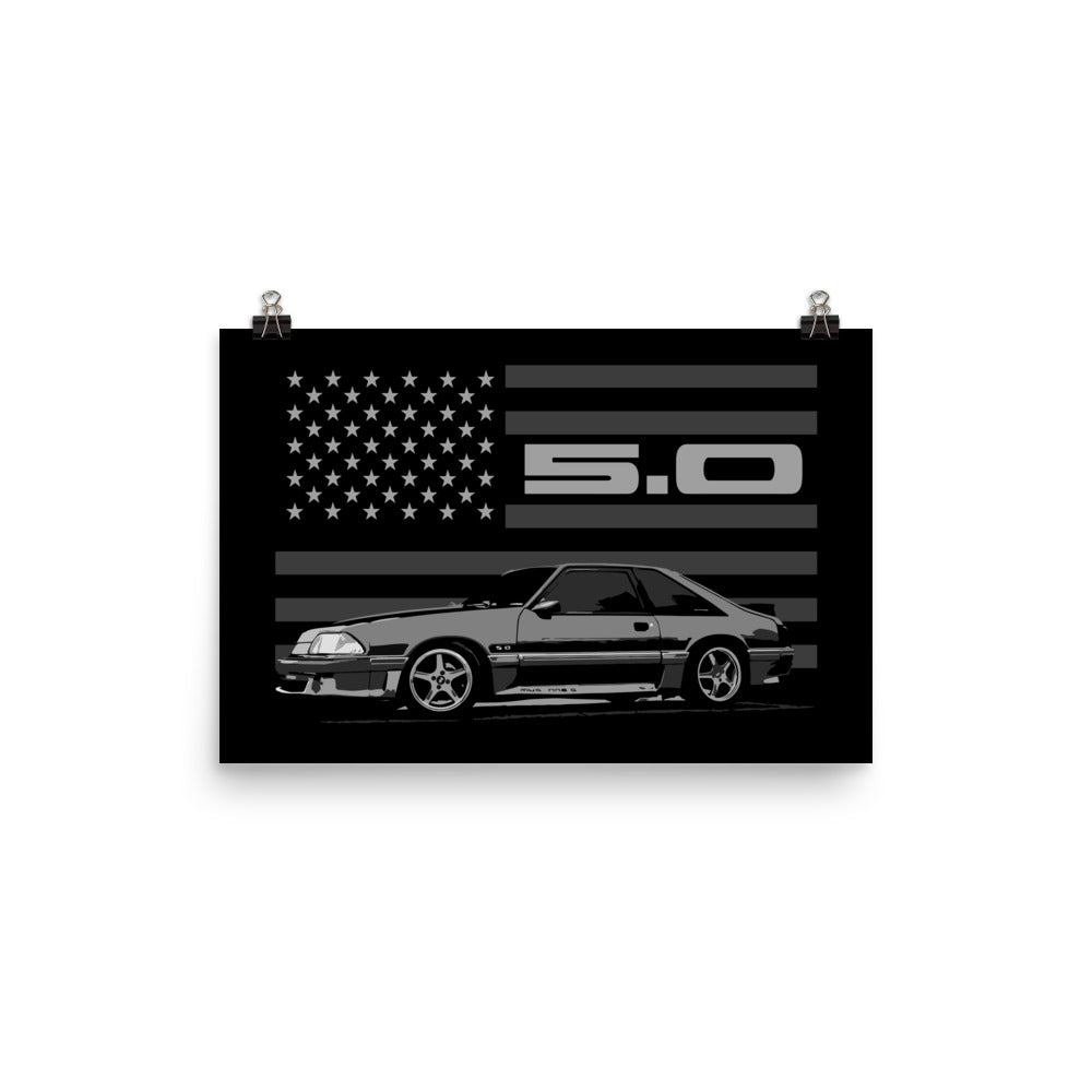 GT 5.0 Foxbody Fox Body American Icon Stang Driver Poster for Garage Office Man Cave Automotive Art