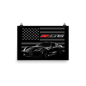 2017 Corvette C7 Z06 Seventh Gen Vette Driver Poster for Garage Office Man Cave Automotive Art