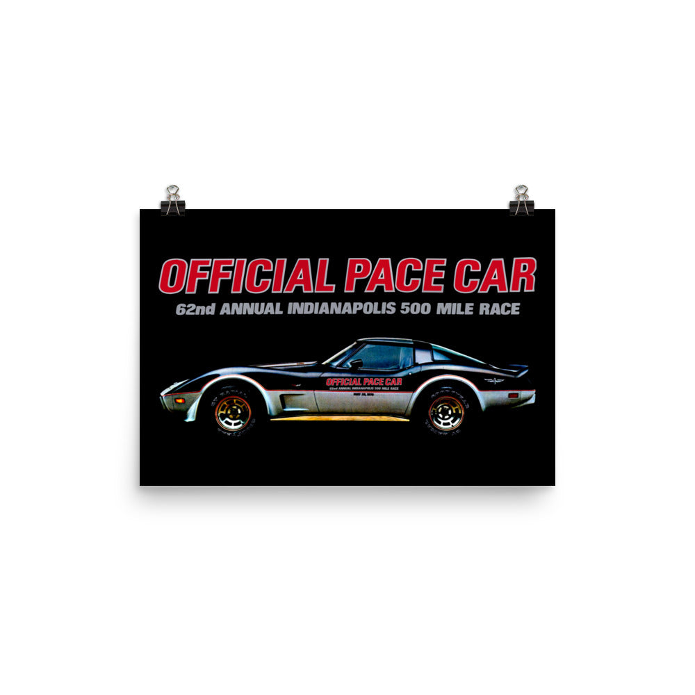 1978 Corvette C3 Indianapolis 500 Pace Car Special Edition Vette Poster for Garage Office Man Cave Automotive Art