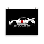 R34 GT-R Skyline poster for JDM Car Enthusiasts Japanese Automotive Culture GTR wall art