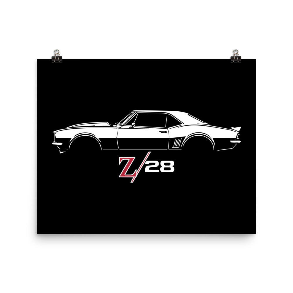 1967 Camaro Z28 Poster for Chevy Muscle Car Owners Enthusiasts Garage Office Man Cave Art