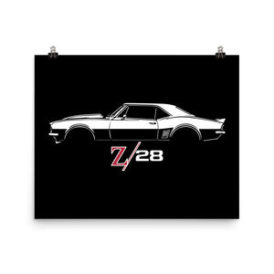 1967 Camaro Z28 Poster for Chevy Muscle Car Owners Enthusiasts Garage Office Man Cave Art