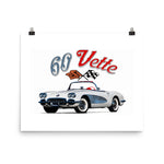 1960 Corvette Convertible C1 American Classic Car Poster for Garage Office Man Cave Antique Automotive Art