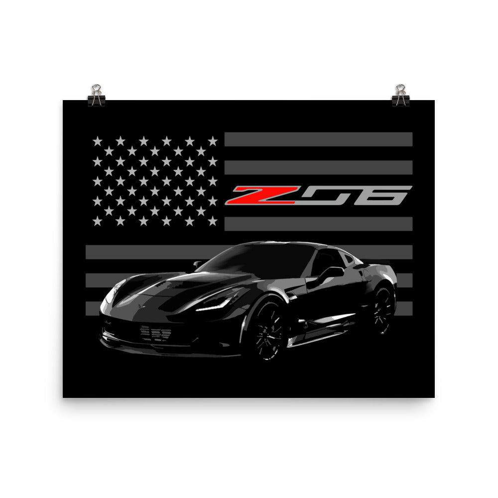 2017 Corvette C7 Z06 Seventh Gen Vette Driver Poster for Garage Office Man Cave Automotive Art