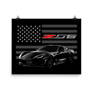 2017 Corvette C7 Z06 Seventh Gen Vette Driver Poster for Garage Office Man Cave Automotive Art