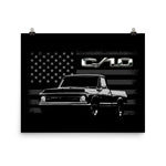 1970 Chevy C10 Pickup Truck American Flag Poster for Garage Office Man Cave Automotive Art