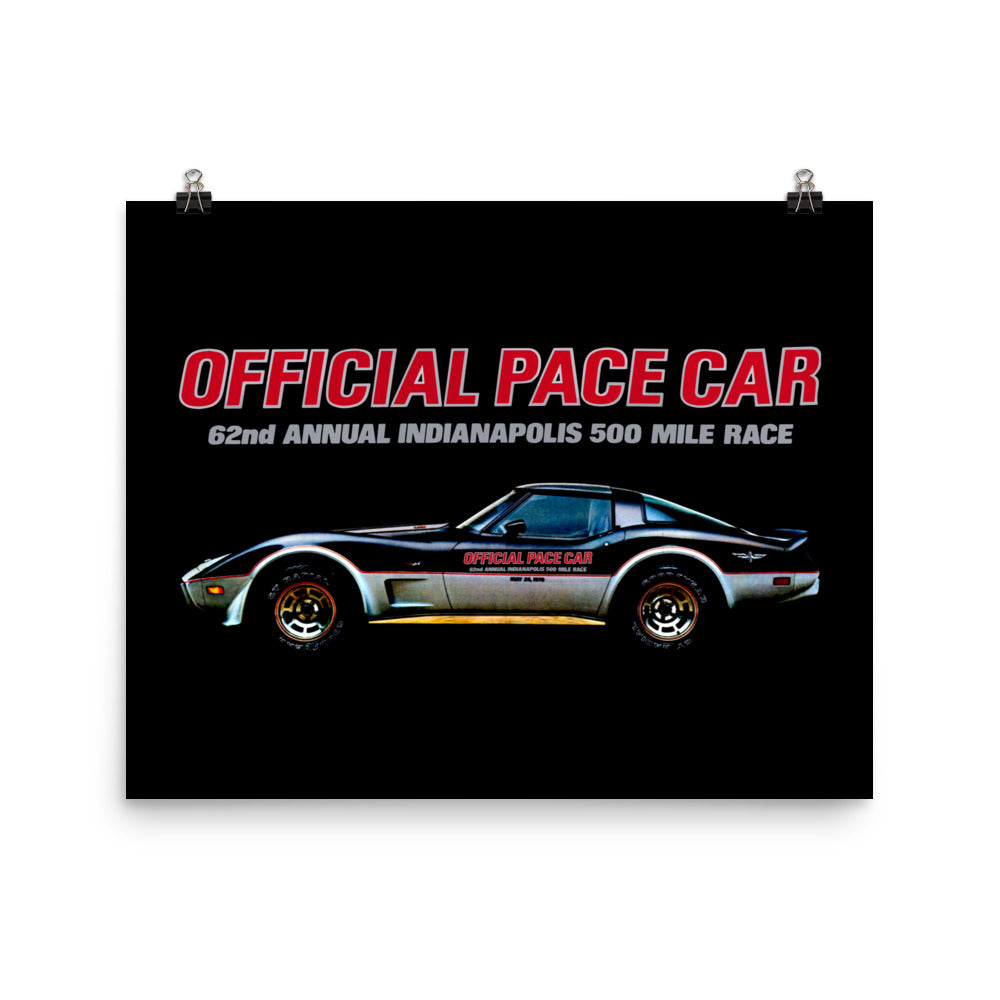 1978 Corvette C3 Indianapolis 500 Pace Car Special Edition Vette Poster for Garage Office Man Cave Automotive Art