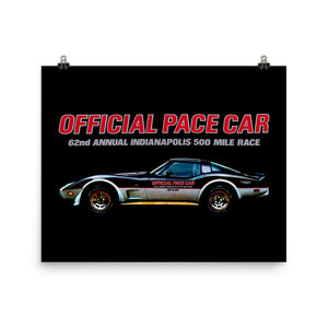 1978 Corvette C3 Indianapolis 500 Pace Car Special Edition Vette Poster for Garage Office Man Cave Automotive Art