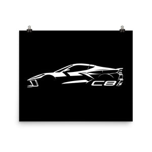 2024 Corvette C8 Vette Drivers Minimalist Silhouette Poster for Garage Office Man Cave Automotive Art