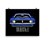 1970 Grabber Blue Mach 1 Stang Owners Classic Muscle Car Poster for Garage Office Man Cave Automotive Art