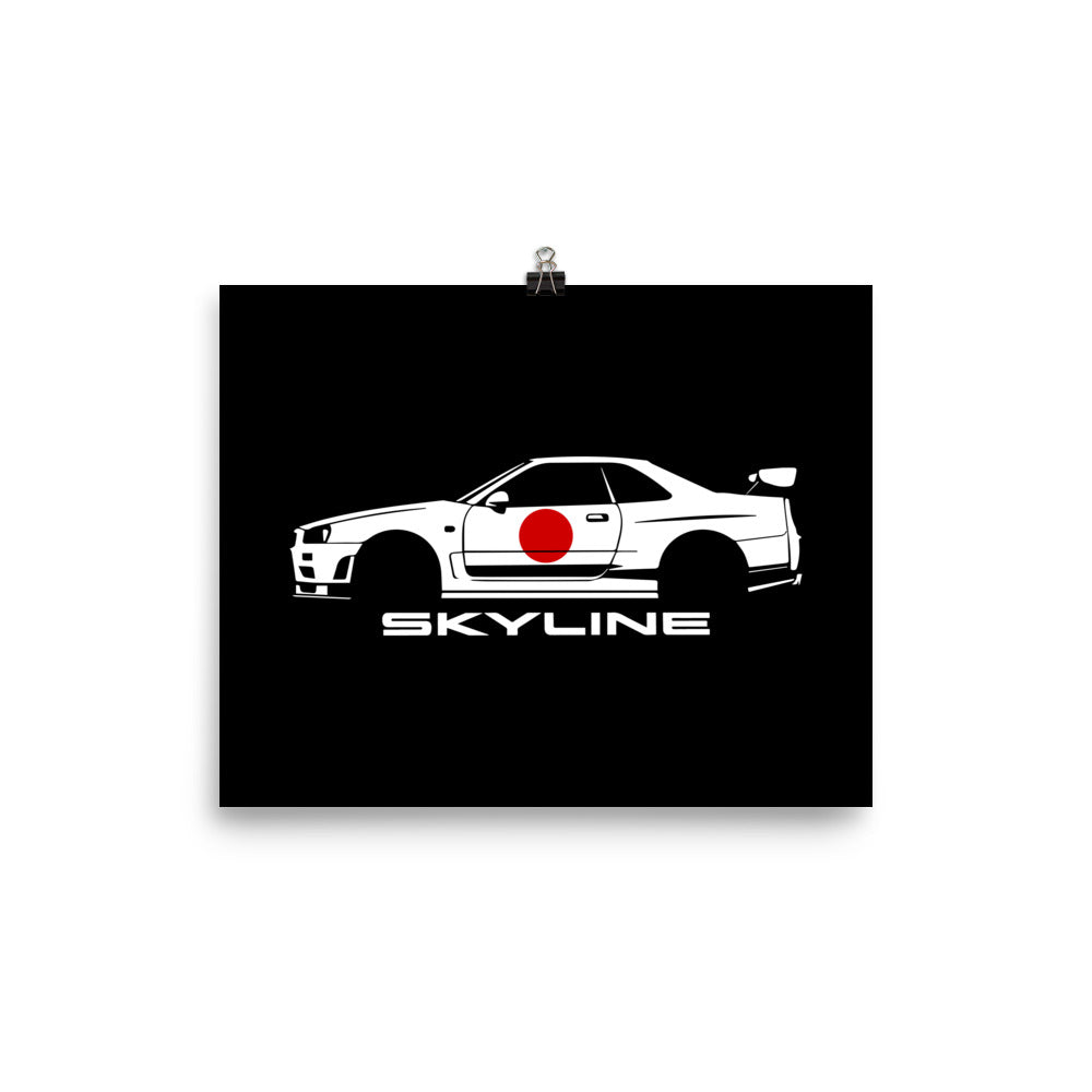 R34 GT-R Skyline poster for JDM Car Enthusiasts Japanese Automotive Culture GTR wall art